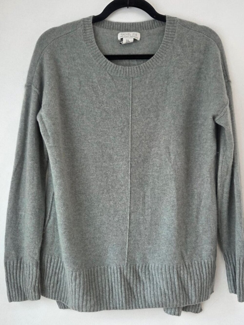 Rachel Zoe 100% 2 Ply Cashmere Sage Green Crewneck Sweater Boxy Women's M